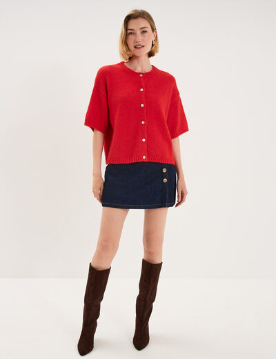 Jupe-short courte en denim taille haute denim brut femme