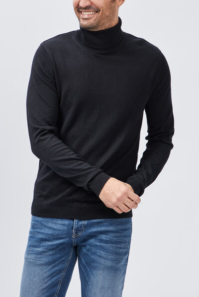 Pull avec col roulé noir homme