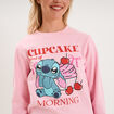 Ensemble pyjama 2 pi&egrave;ces Stitch rose femme