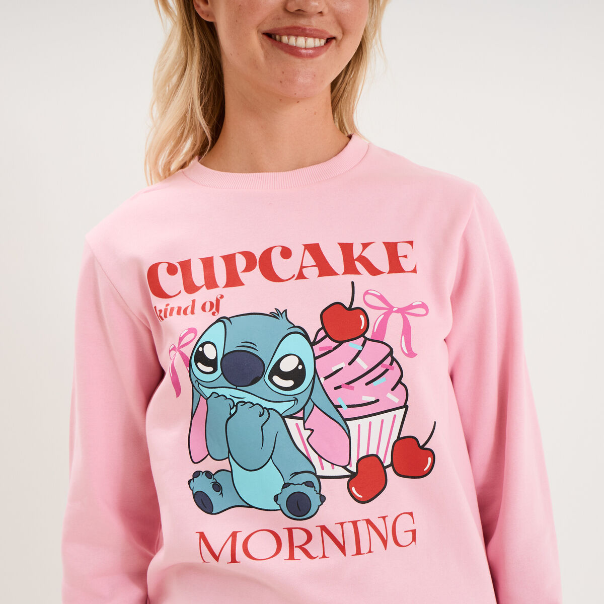 Ensemble pyjama 2 pi&egrave;ces Stitch rose femme
