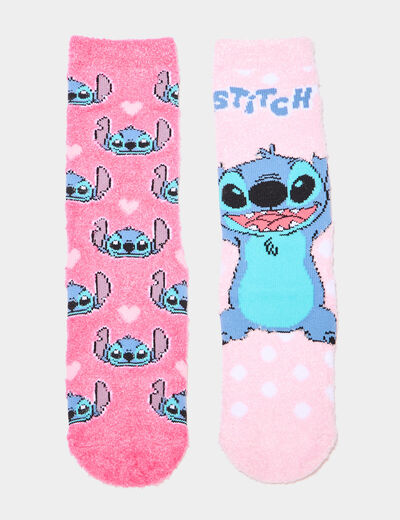 Lot 2 paires chaussettes Stitch rose fille