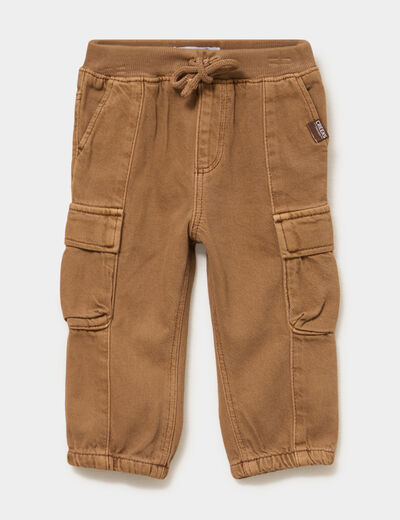 Pantalon cargo coton marron fonc&eacute; b&eacute;b&eacute; gar&ccedil;on