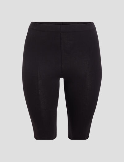 Legging court cycliste coton noir femme grande taille