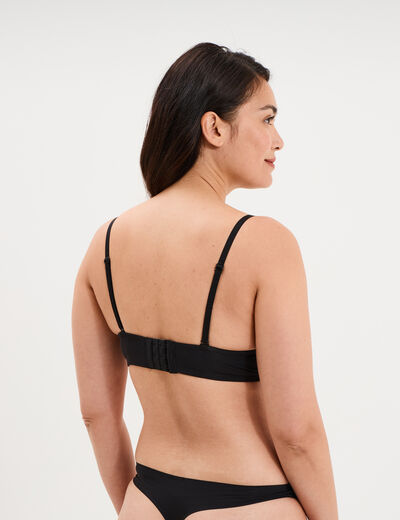 Soutien-gorge bandeau microfibre noir femme
