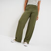 Pantalon effet gaufré taille élastiquée vert kaki femme
