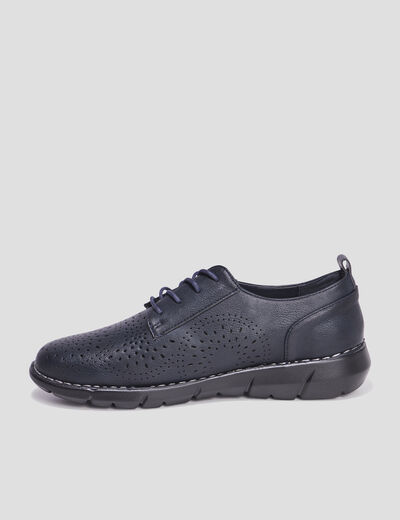 Derbies à lacets compensées bleu marine femme