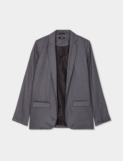 Blazer coupe droite manches longues gris foncé femme