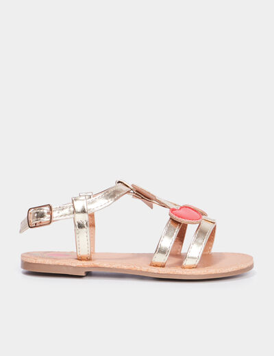 Sandales talon plat jaune or fille