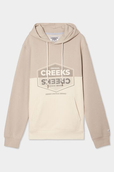 Sweat molleton &agrave; capuche hoodie gris clair homme