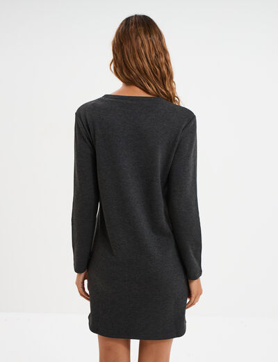 Chemise de nuit t-shirt col rond gris fonc&eacute; femme