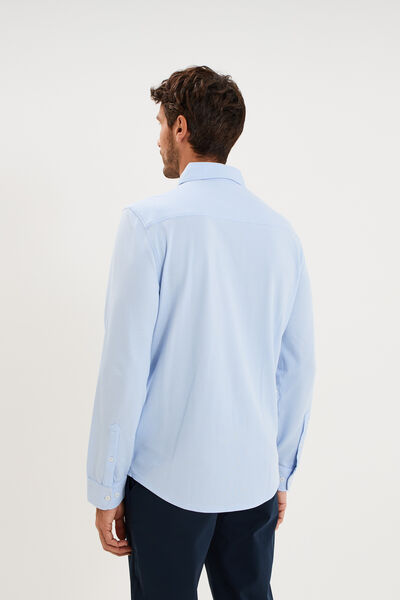 Chemise droite &agrave; manches longues bleu ciel homme