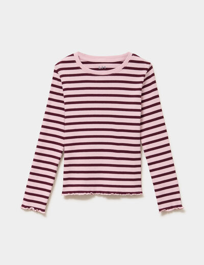T-shirt c&ocirc;tel&eacute; ajust&eacute; manches longues bordeaux fille
