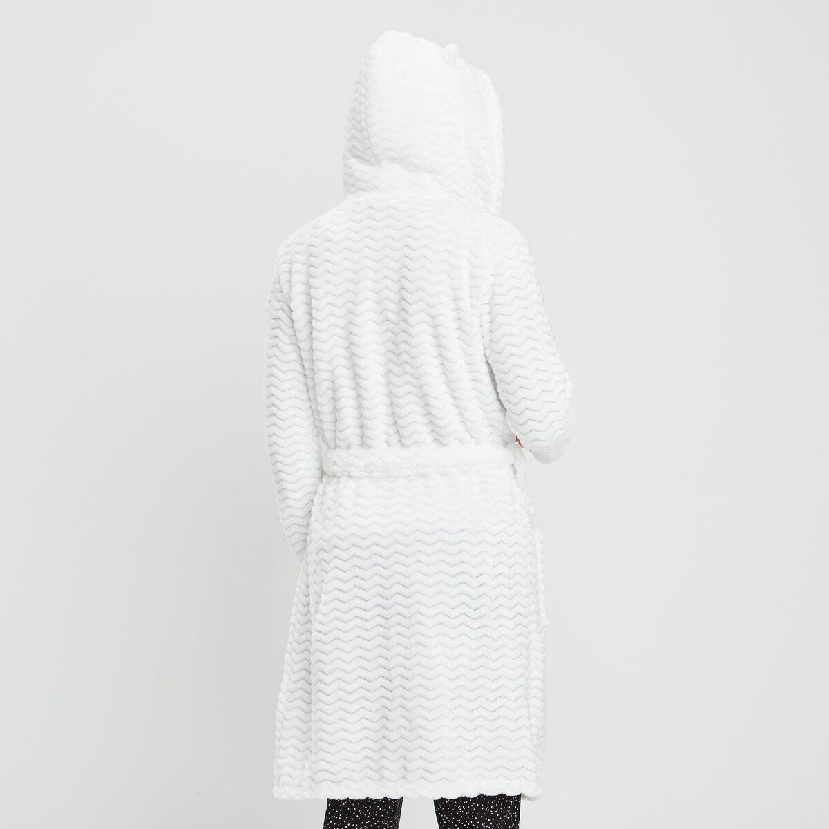 Peignoir &agrave; capuche ecru femme