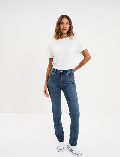 Jeans regular 5 poches coton denim dirty femme