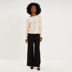 Pull encolure bateau manches longues beige femme