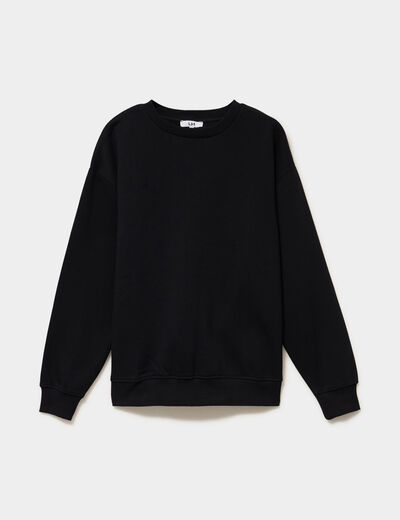 Sweat col rond manches longues noir femme