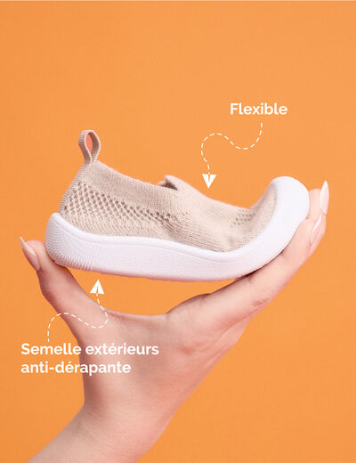 Baskets bout renforc&eacute; &agrave; semelle souple sable b&eacute;b&eacute; gar&ccedil;on