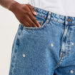 Short bermuda en jean large brod&eacute; denim double stone femme