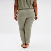 Pantalon chino droit en lin mélangé vert kaki femme grande taille