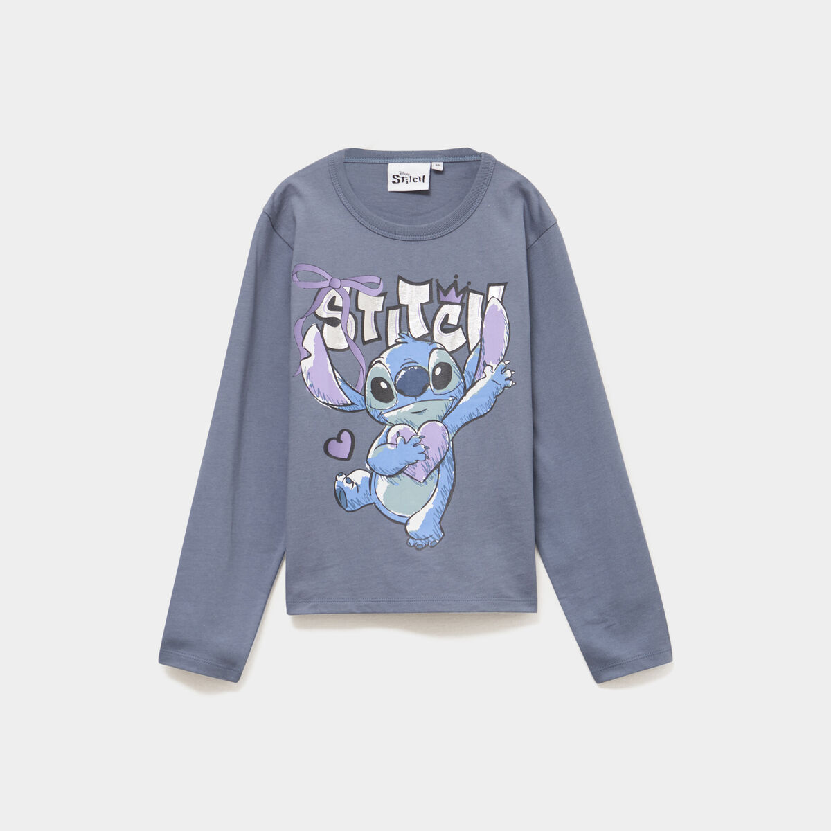 T-shirt manches longues coton Stitch gris clair fille
