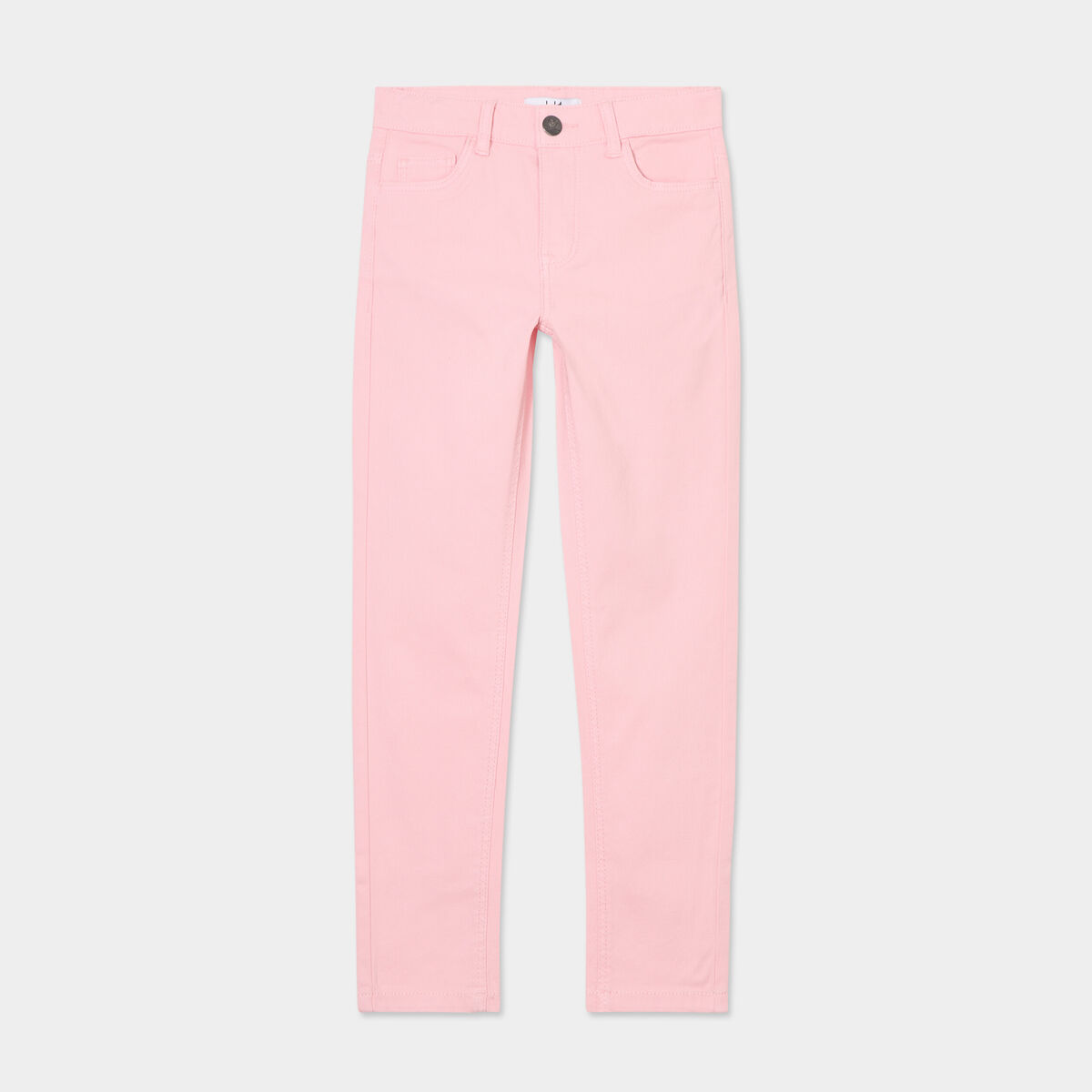 Pantalon skinny 5 poches coton rose clair fille