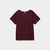 T-shirt manches courtes col V violet fonc&eacute; femme grande taille