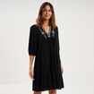 Robe longueur genou avec broderie noir femme