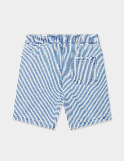 Short à rayures taille élastiquée coton bleu clair bébé garçon