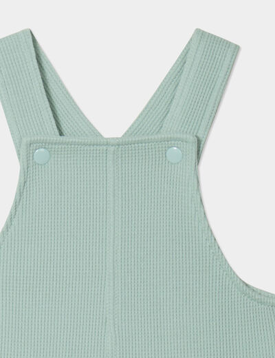 Ensemble salopette maille et bob coton vert clair bébé garçon