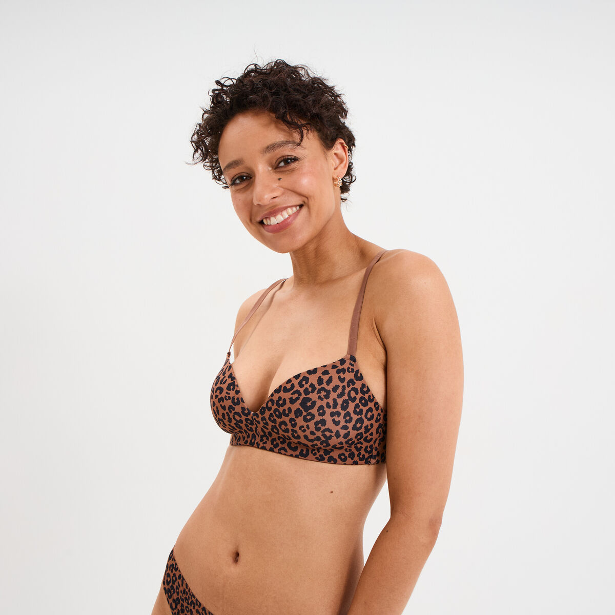 Soutien-gorge push-up triangle marron femme