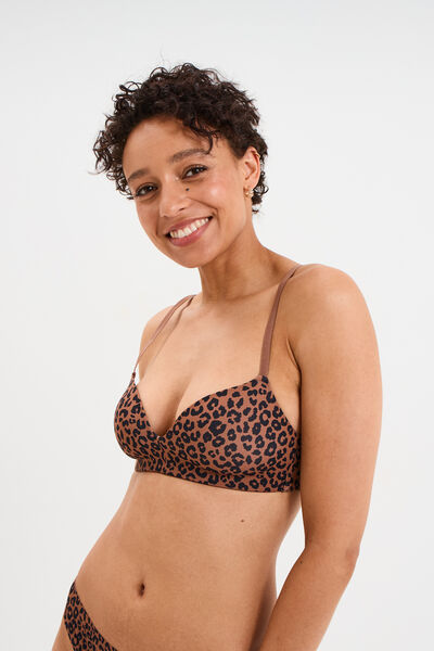 Soutien-gorge push-up triangle marron femme