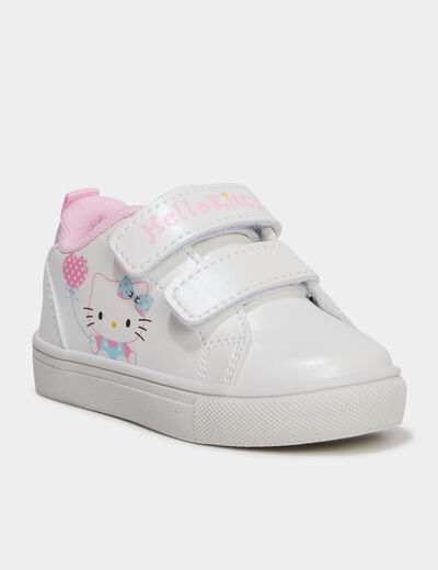 Baskets &agrave; scratchs Hello Kitty blanc b&eacute;b&eacute; fille