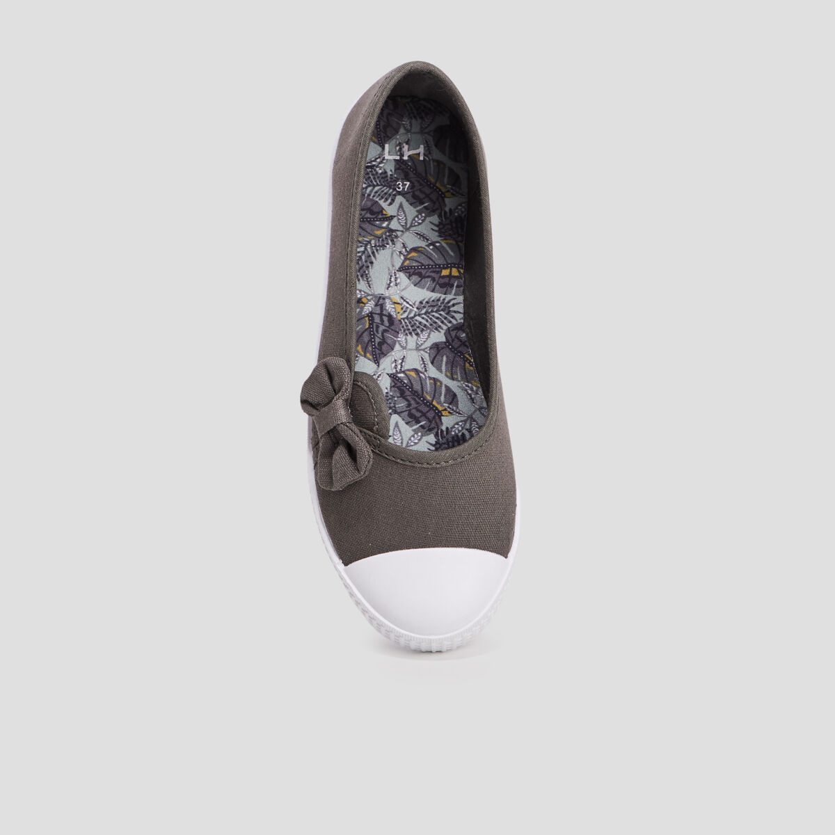 Ballerines en toile avec noeuds taupe femme