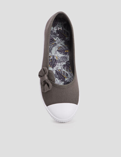 Ballerines en toile avec noeuds taupe femme