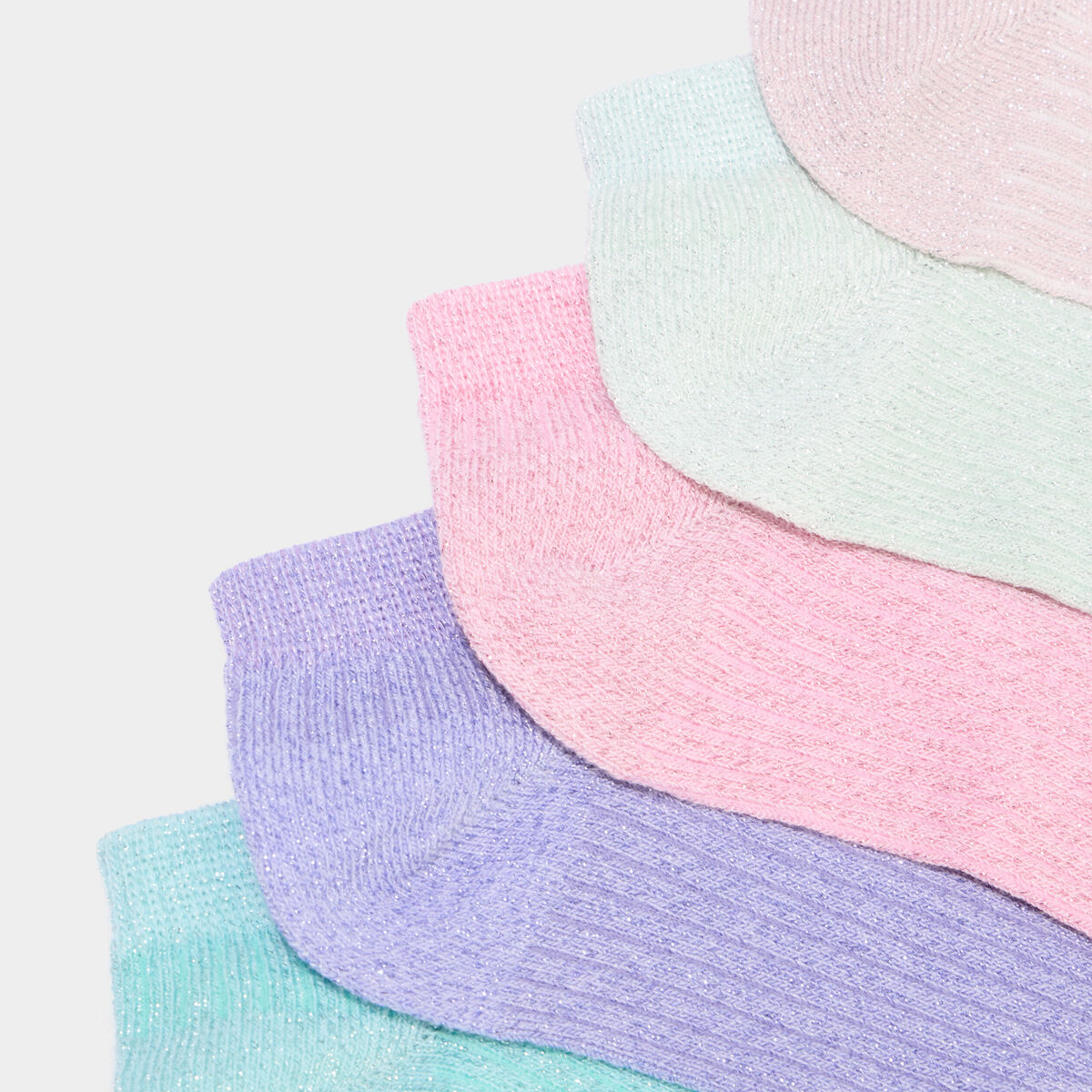 Lot 5 paires chaussettes c&ocirc;tel&eacute;es multicolore femme