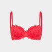 Soutien-gorge embo&icirc;tant padd&eacute; dentelle rouge femme