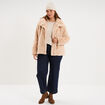 Veste fausse fourrure col montant beige femme grande taille