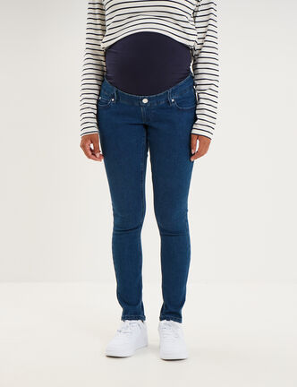 Jeans grossesse skinny avec bandeau denim stone femme maternit&eacute;
