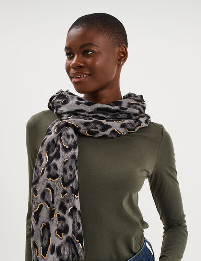 Foulard rectangulaire gris femme