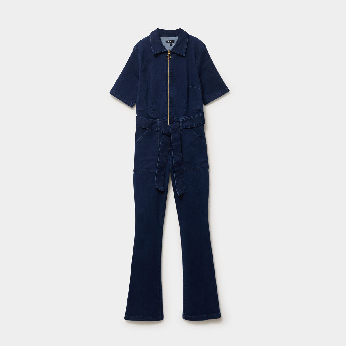 Combinaison pantalon en jean zipp&eacute;e denim brut femme