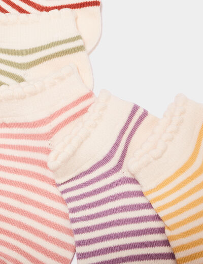 Lot 5 paires socquettes bord festonné multicolore fille