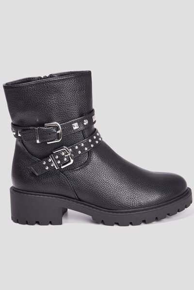 Bottines boucles et clous à talons noir femme