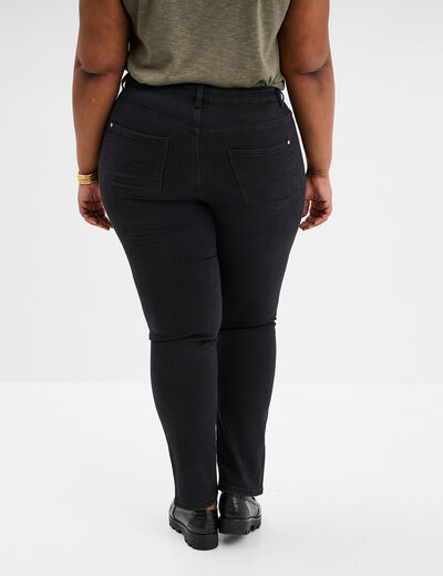 Jeans slim taille haute 5 poches denim noir femme grande taille