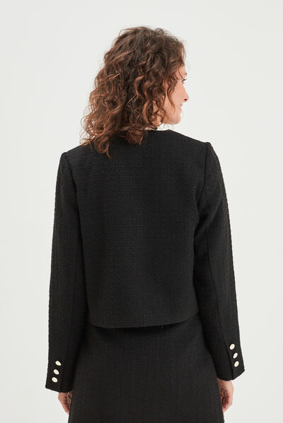 Veste en tweed boutonnée Mosquitos noir femme