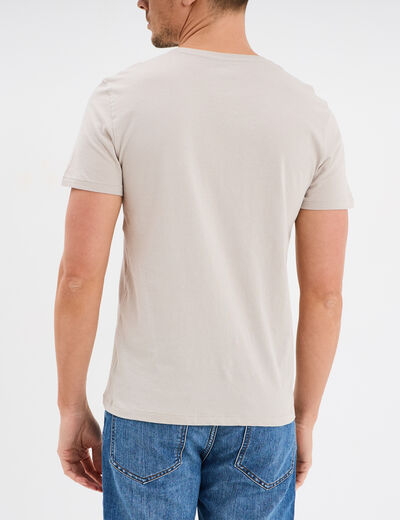 T-shirt manches courtes col tunisien gris clair homme