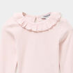 T-shirt côtelé col à volants rose clair bébé fille