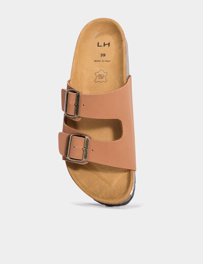 Mules avec doubles boucles marron femme