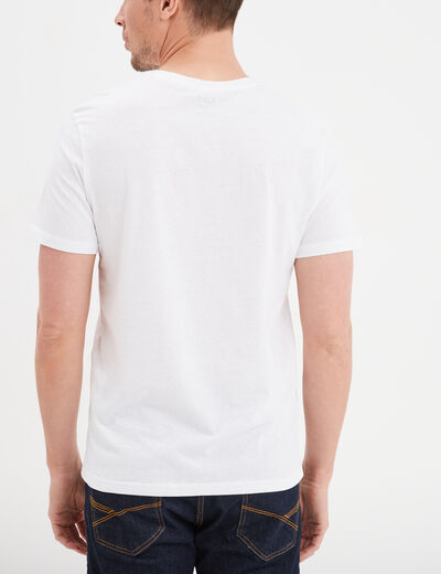 T-shirt manches courtes coton col V blanc homme