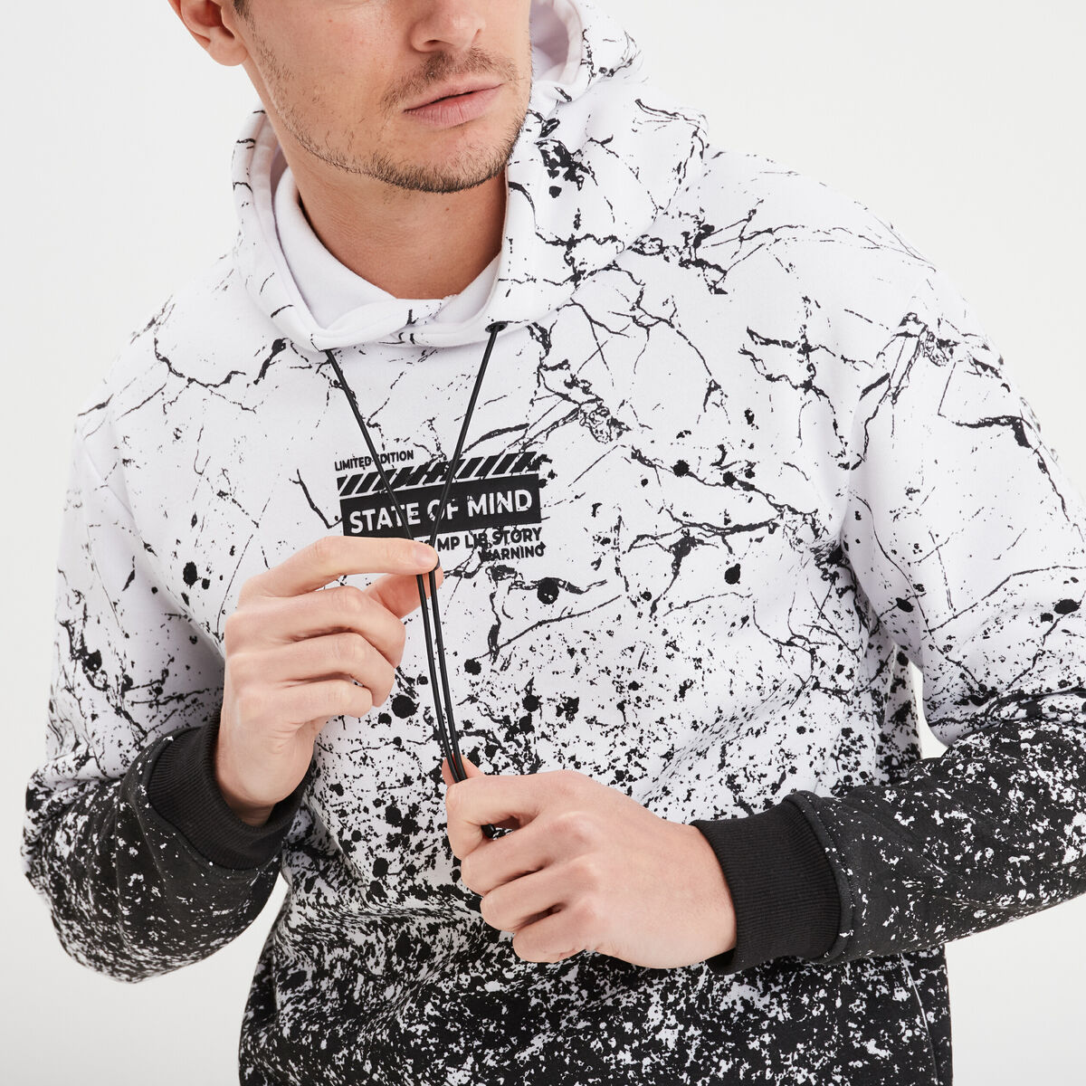 Sweat &agrave; capuche hoodie molleton blanc homme