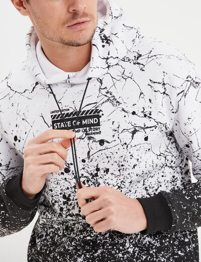 Sweat &agrave; capuche hoodie molleton blanc homme